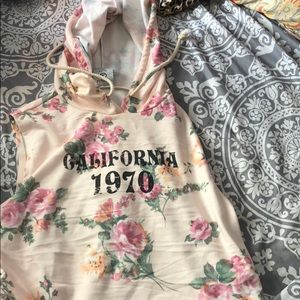 NWOT floral hooded tank